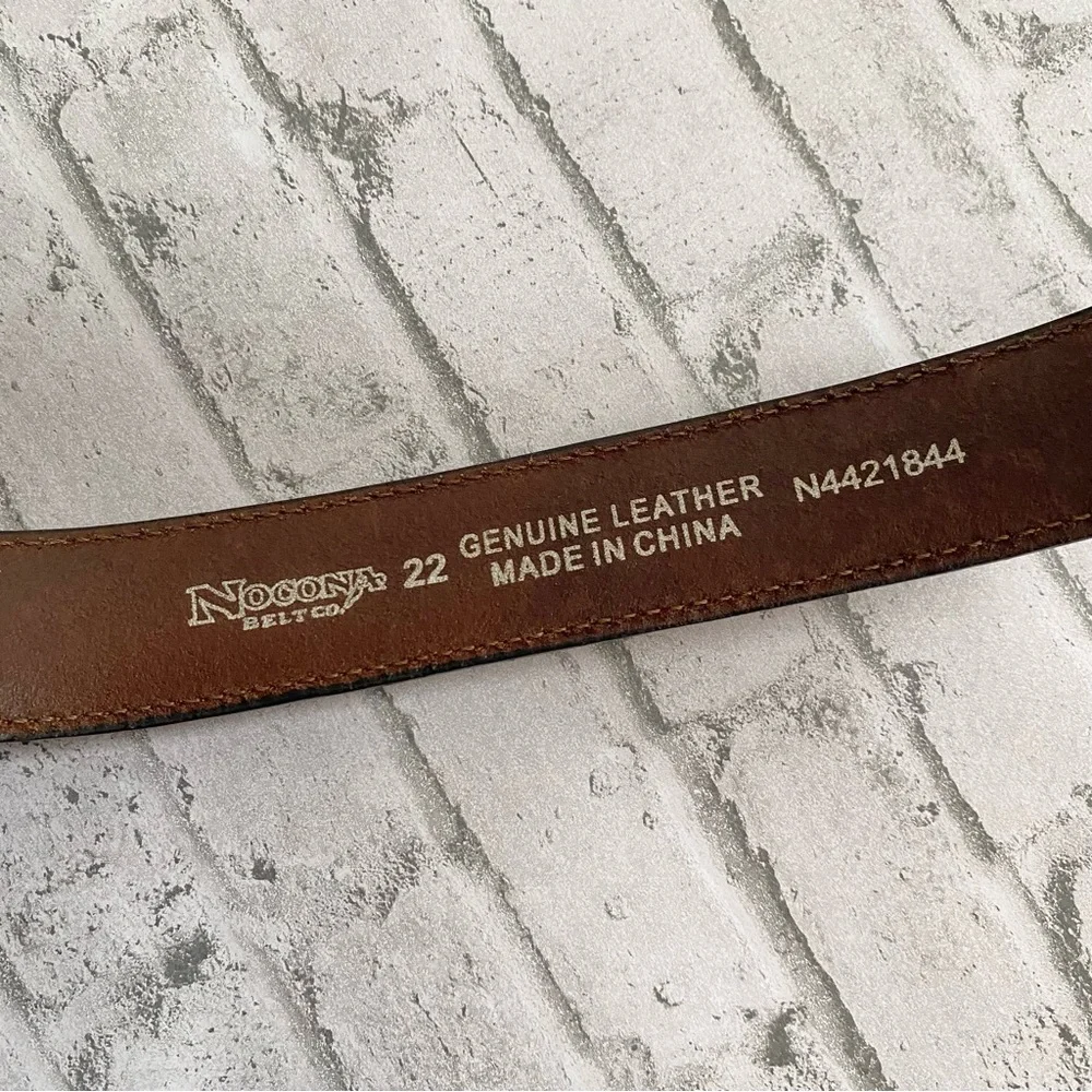 Kids Nocona Genuine Brown Leather Belt With Bull Rider Silver Buckle
